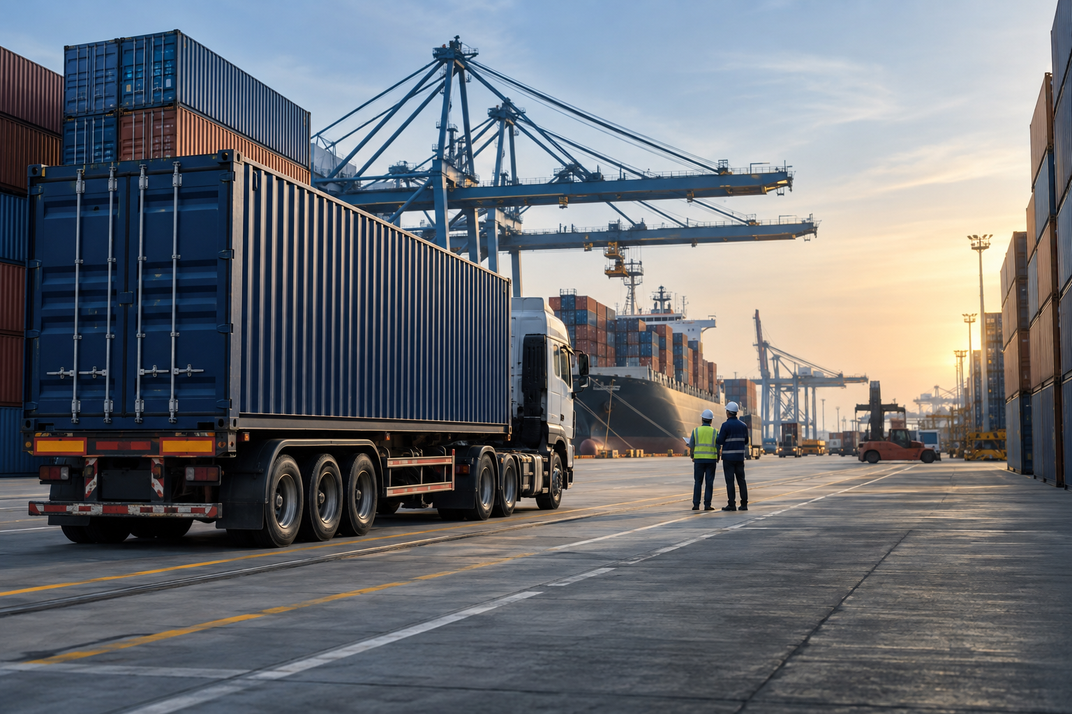 Hoạt động vận chuyển container tại cảng